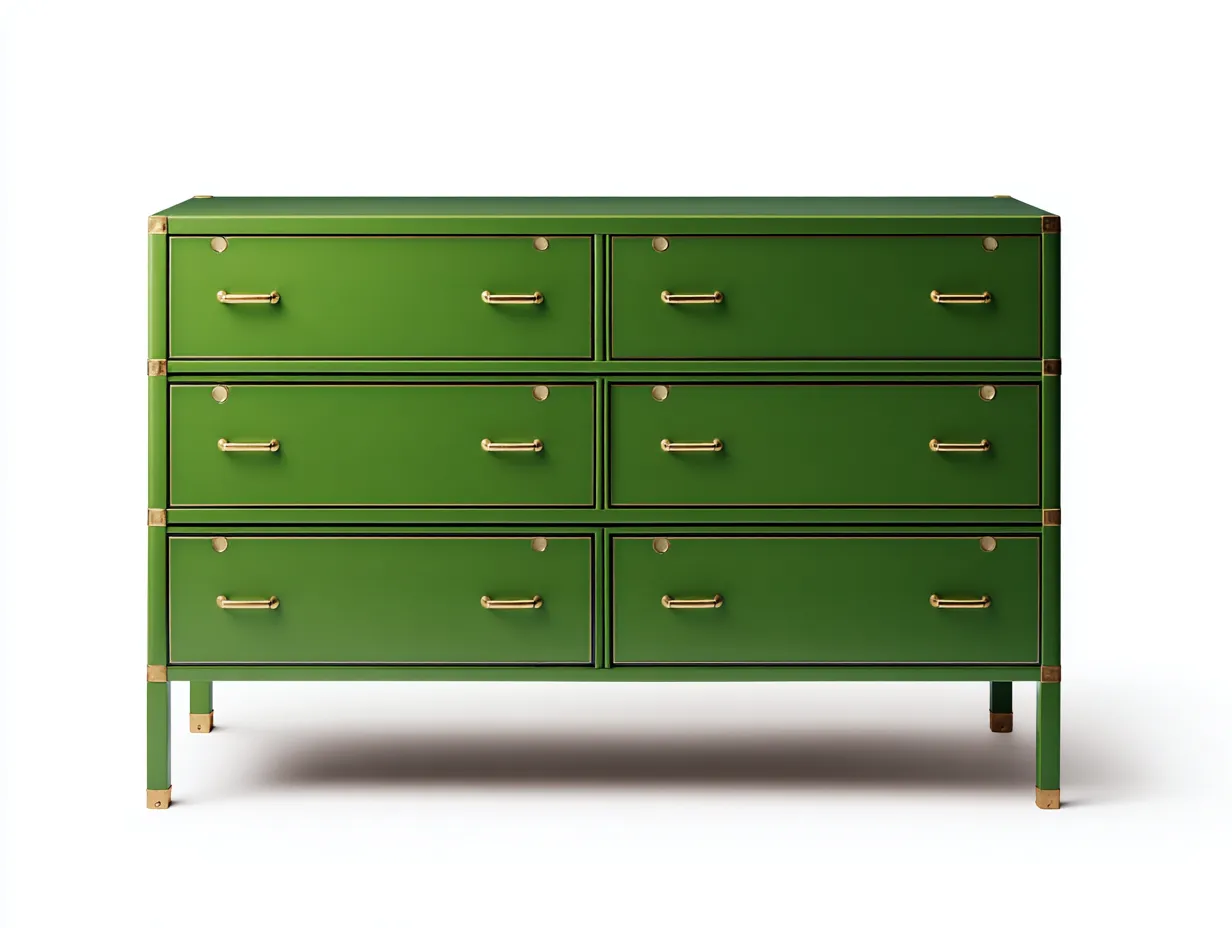 Cómoda 120 x 40 x 85 cm - acabado verde elegante - almacenamiento amplio con diseño moderno-Dovomihaus