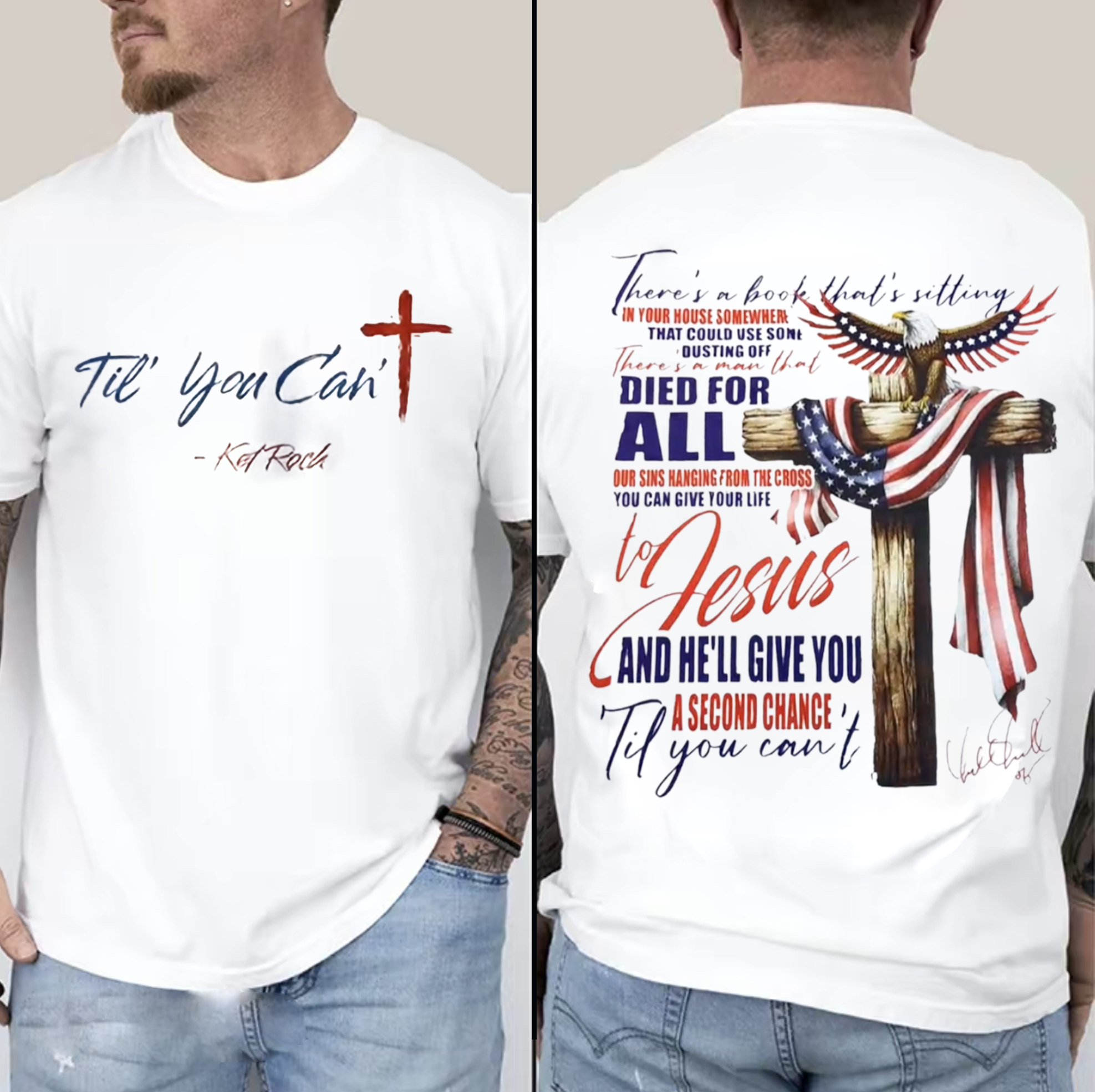 Celebrate America 250: Faith, Flag & Freedom 'Til You Can't Christian Cross Tee