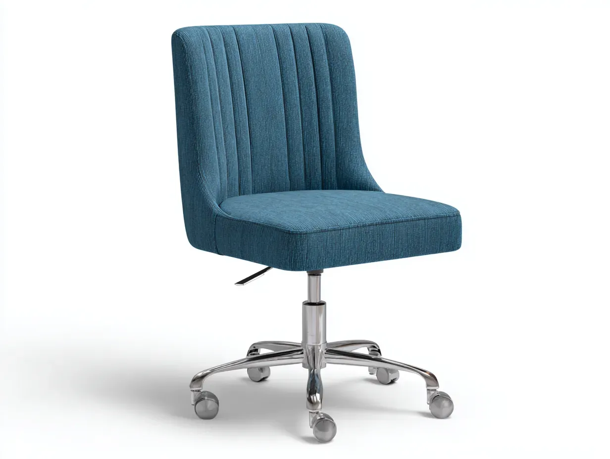 Silla de oficina en tela 61 x 59 x 94 cm - azul - para escritorio - con altura ajustable y ruedas-Lariaihome