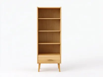 Estantería vertical madera 55 x 38 x 188 cm - acabado natural - con estantes abiertos y cajón inferior-Lariaihome