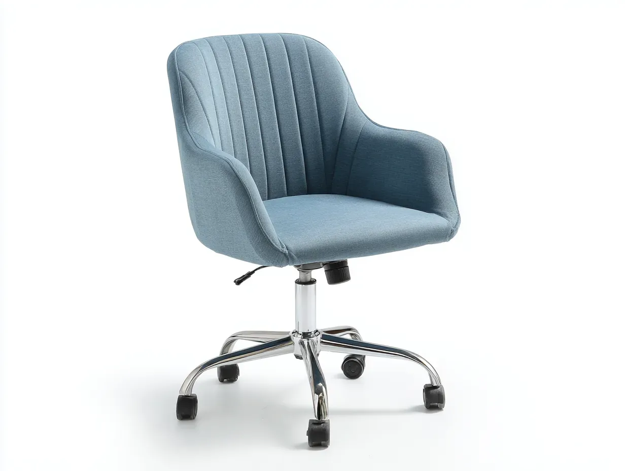 Silla de oficina en tela 62 x 60 x 86 cm - azul claro - para escritorio - con ajuste de altura y base con ruedas-Lariaihome