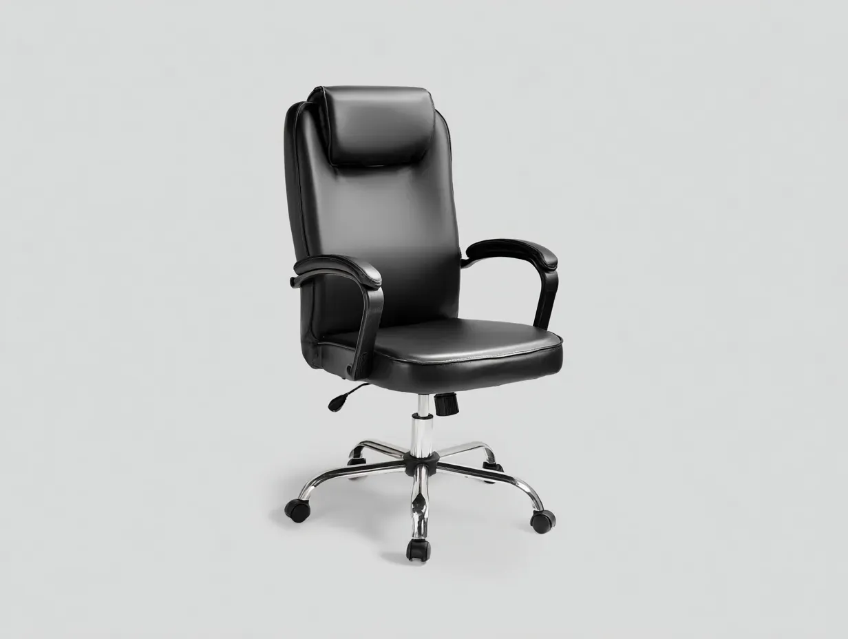 Silla de oficina piel sintética 64 x 62 x 115 cm - negro - ergonómica - con respaldo alto y ruedas giratorias-Lariaihome