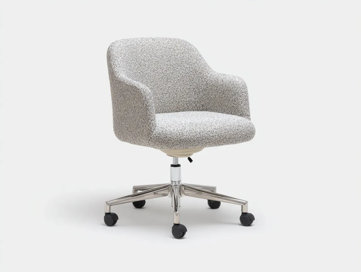 Silla de oficina en tejido bouclé 59 x 57 x 83 cm - gris claro - para escritorio - con base giratoria y ruedas-Lariaihome