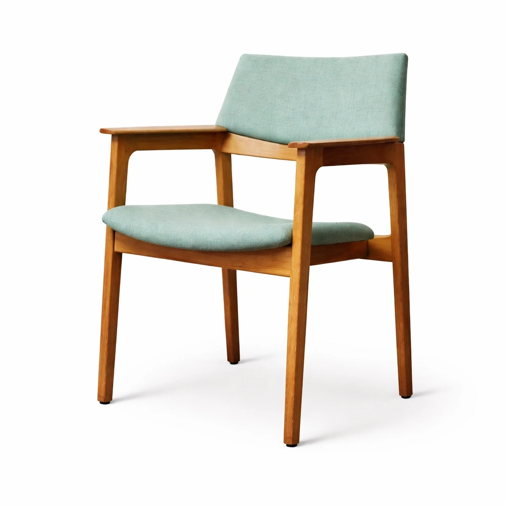 Polsterstuhl mit Armlehnen Holz Stoff Gruen-nivvira