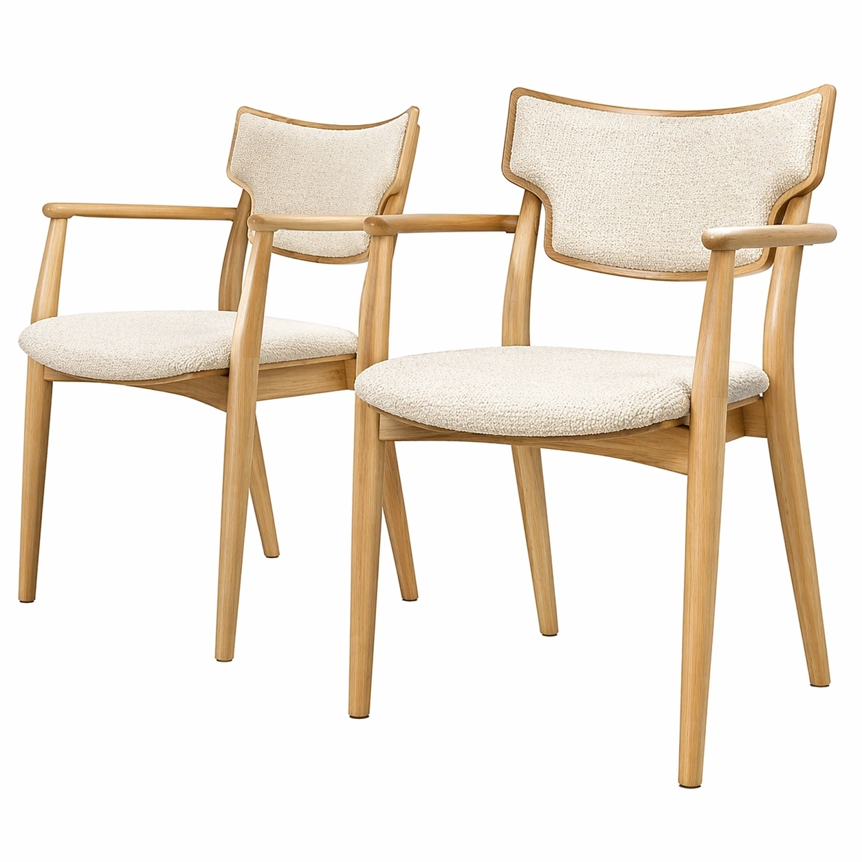 2er Set Armlehnenstuehle Holz Stoff Beige-nivvira