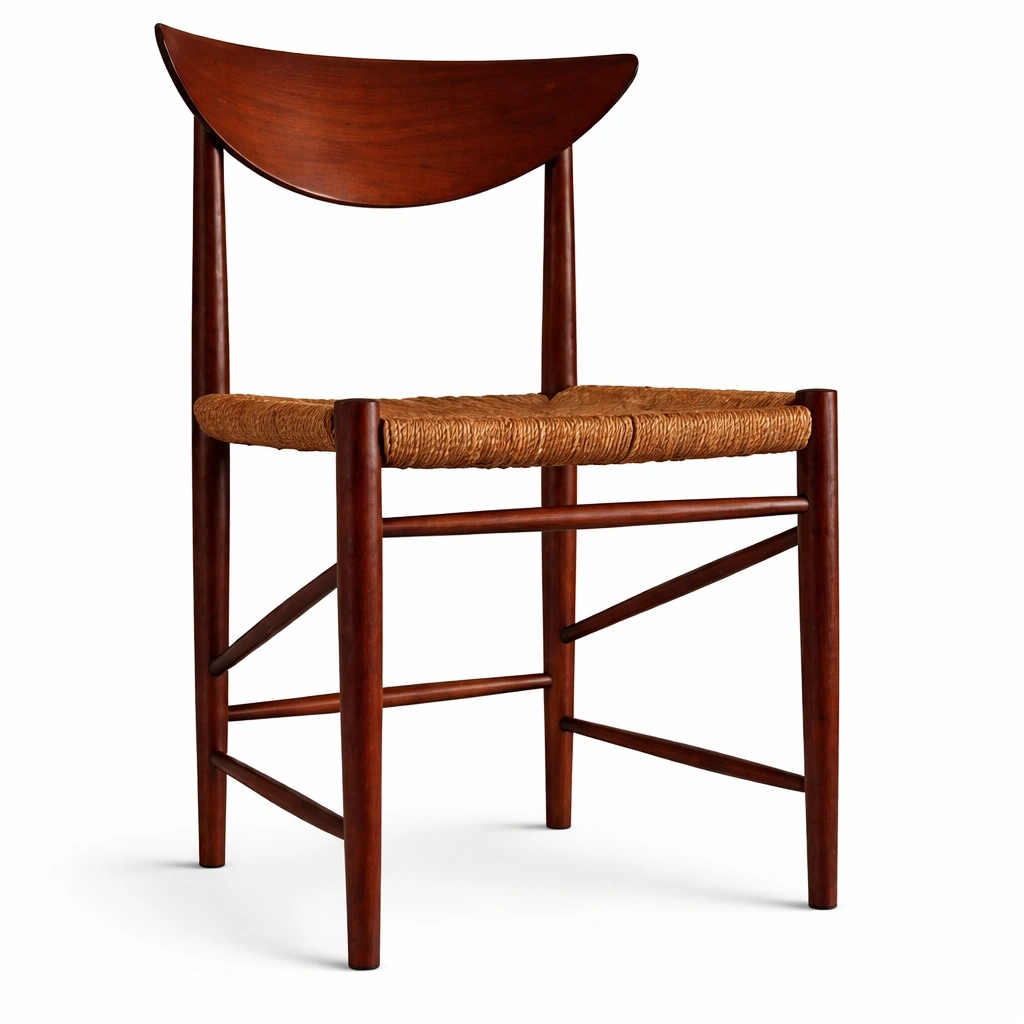 Designer Holzstuhl mit Geflecht Braun-nivvira