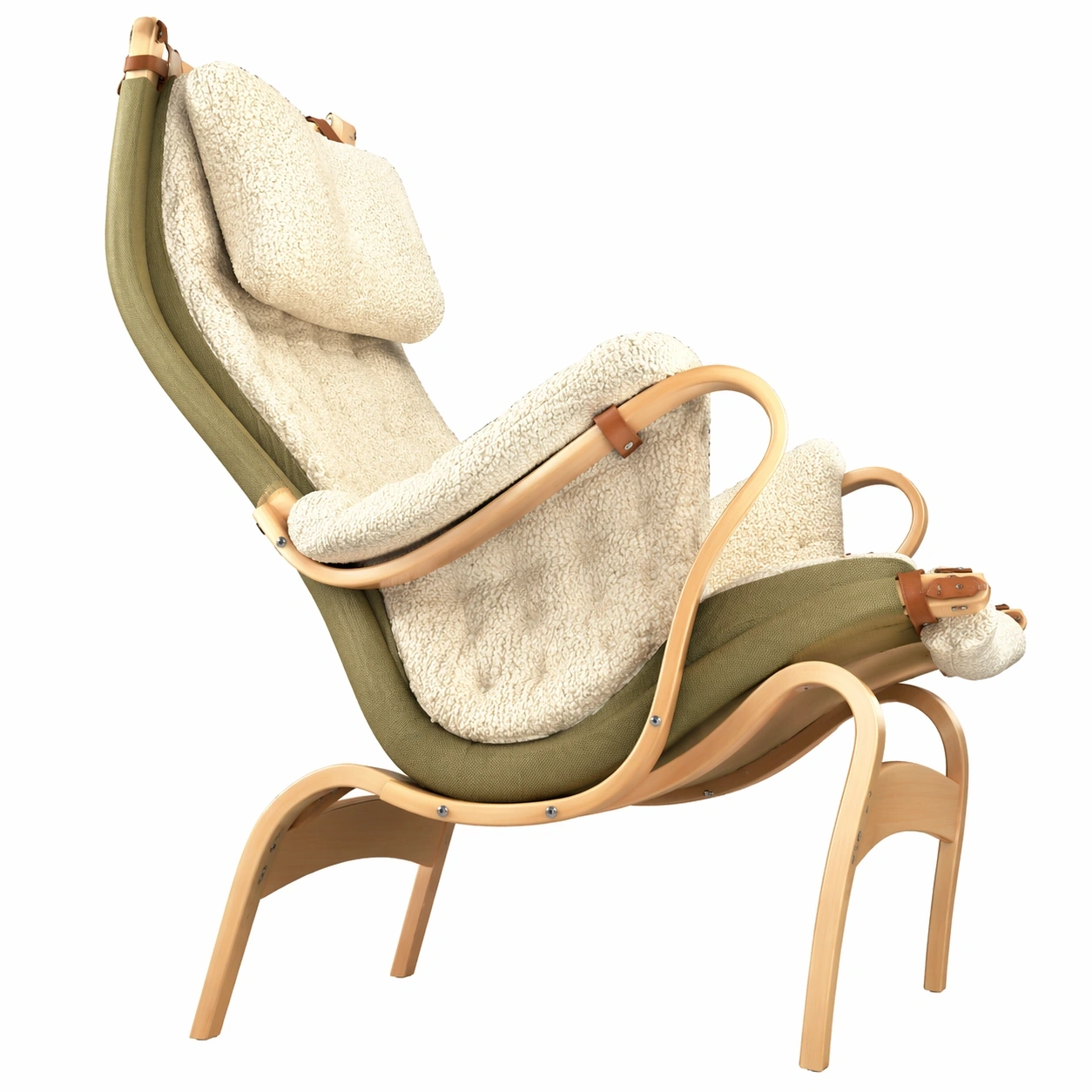 Relax Sessel Holz Stoff Beige-nivvira