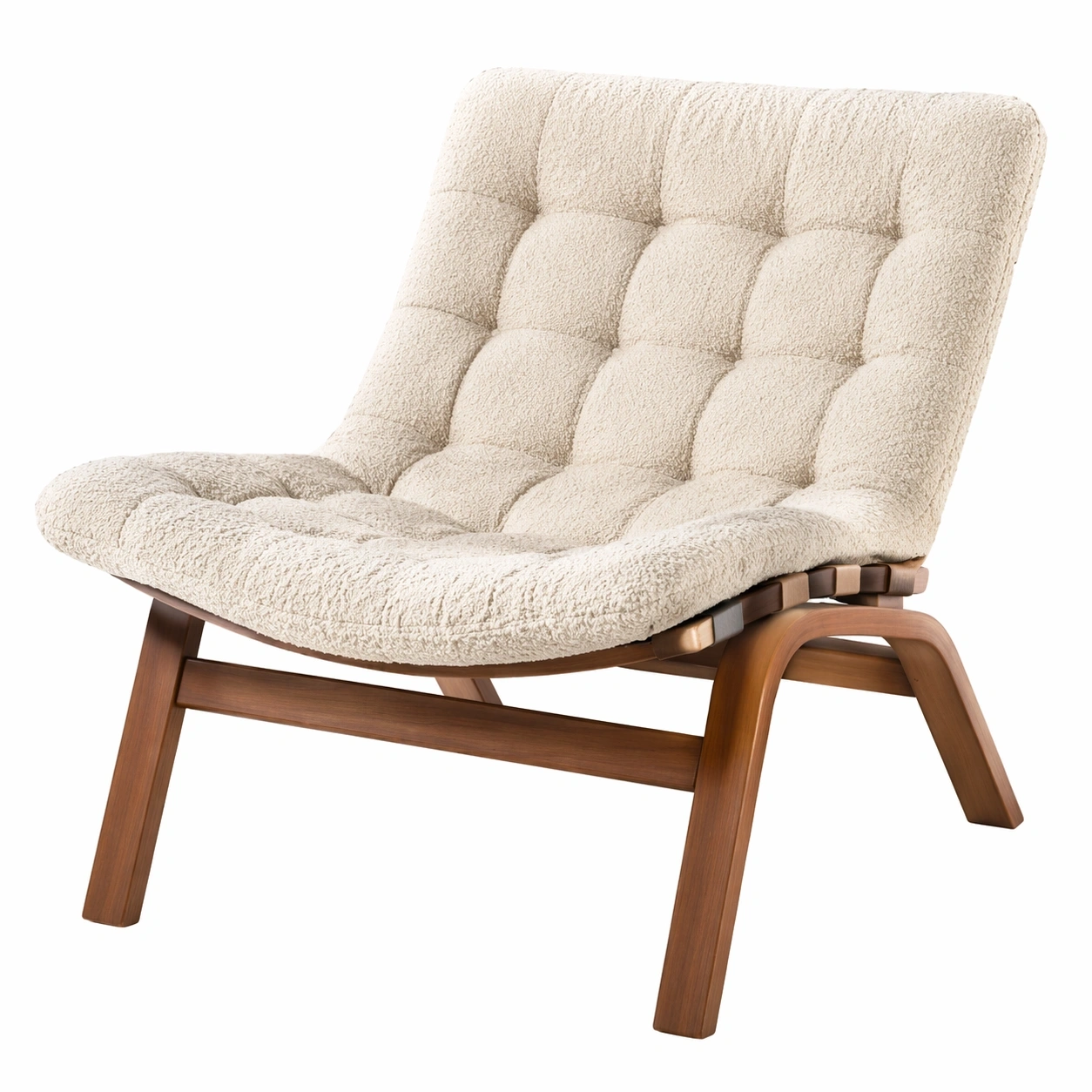 Lounge Sessel Holz Stoff Beige-nivvira