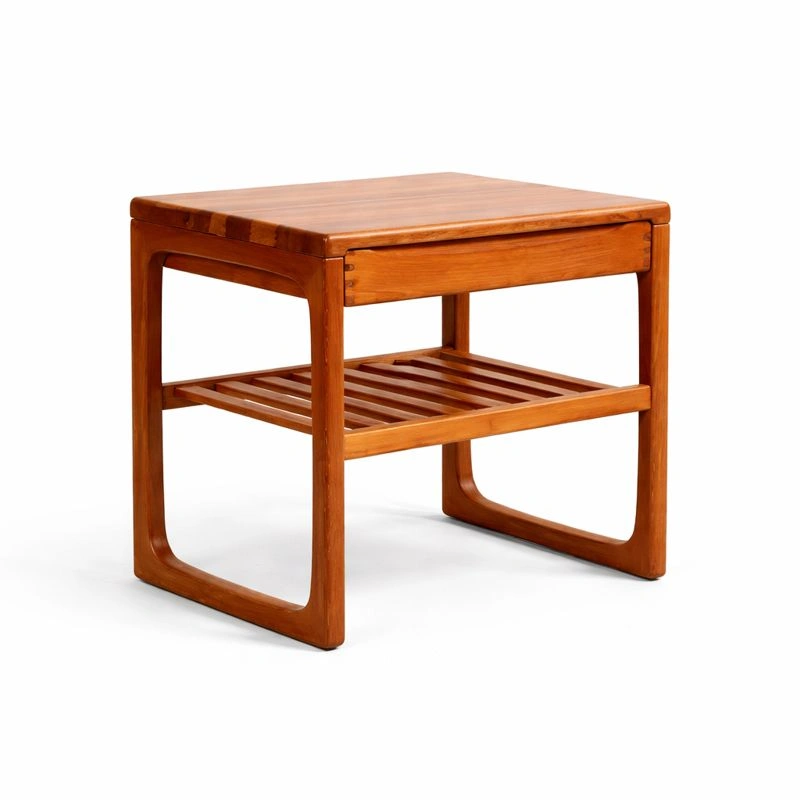 Massivholz Beistelltisch mit Ablagefach Braun-nivvira