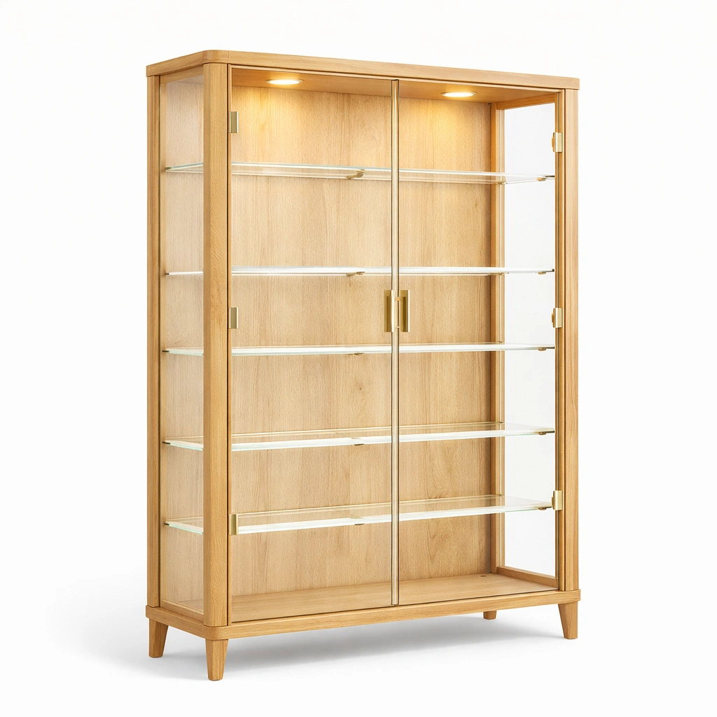 Vitrine Holz Natur Glas mit LED Beleuchtung Modern-avliron