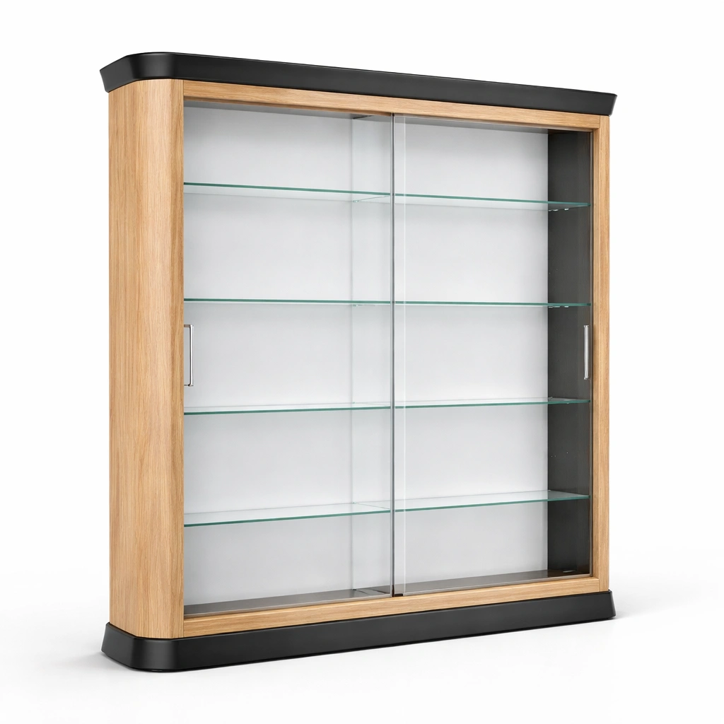 Wandvitrine Holz Schwarz Glas Modern Minimalistisch-avliron