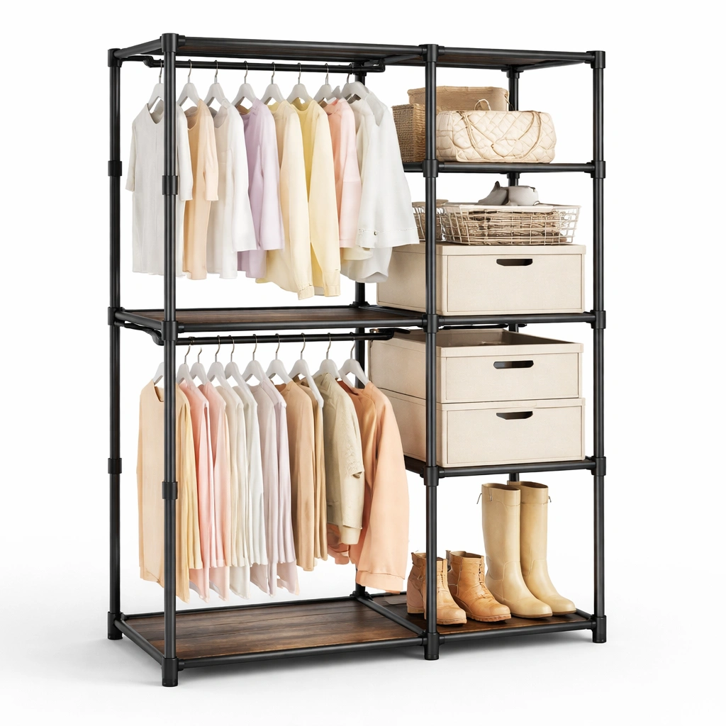 Kleiderschrank Offen Metall Schwarz Modern-avliron