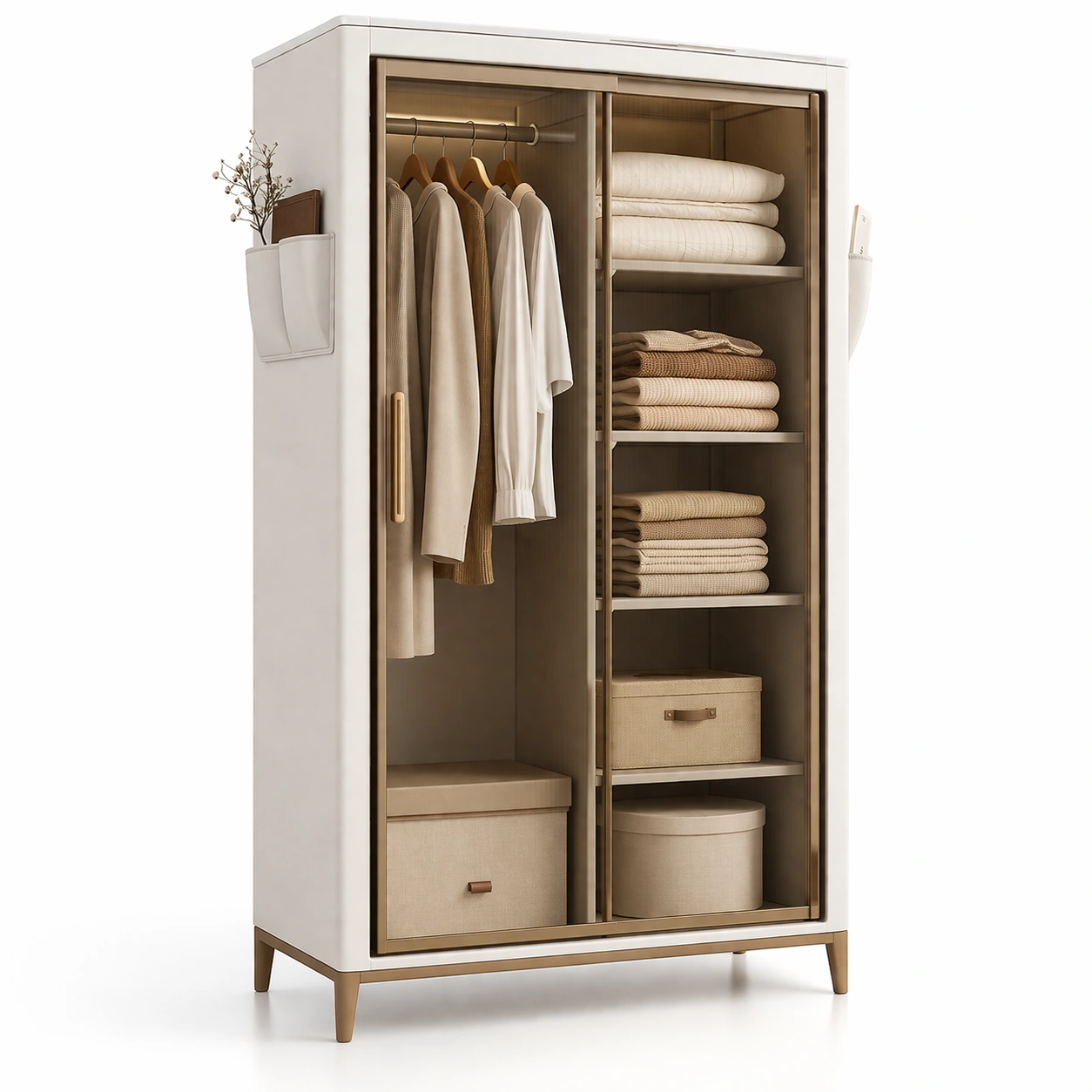Kleiderschrank Beige Modern mit Innenaufteilung-avliron