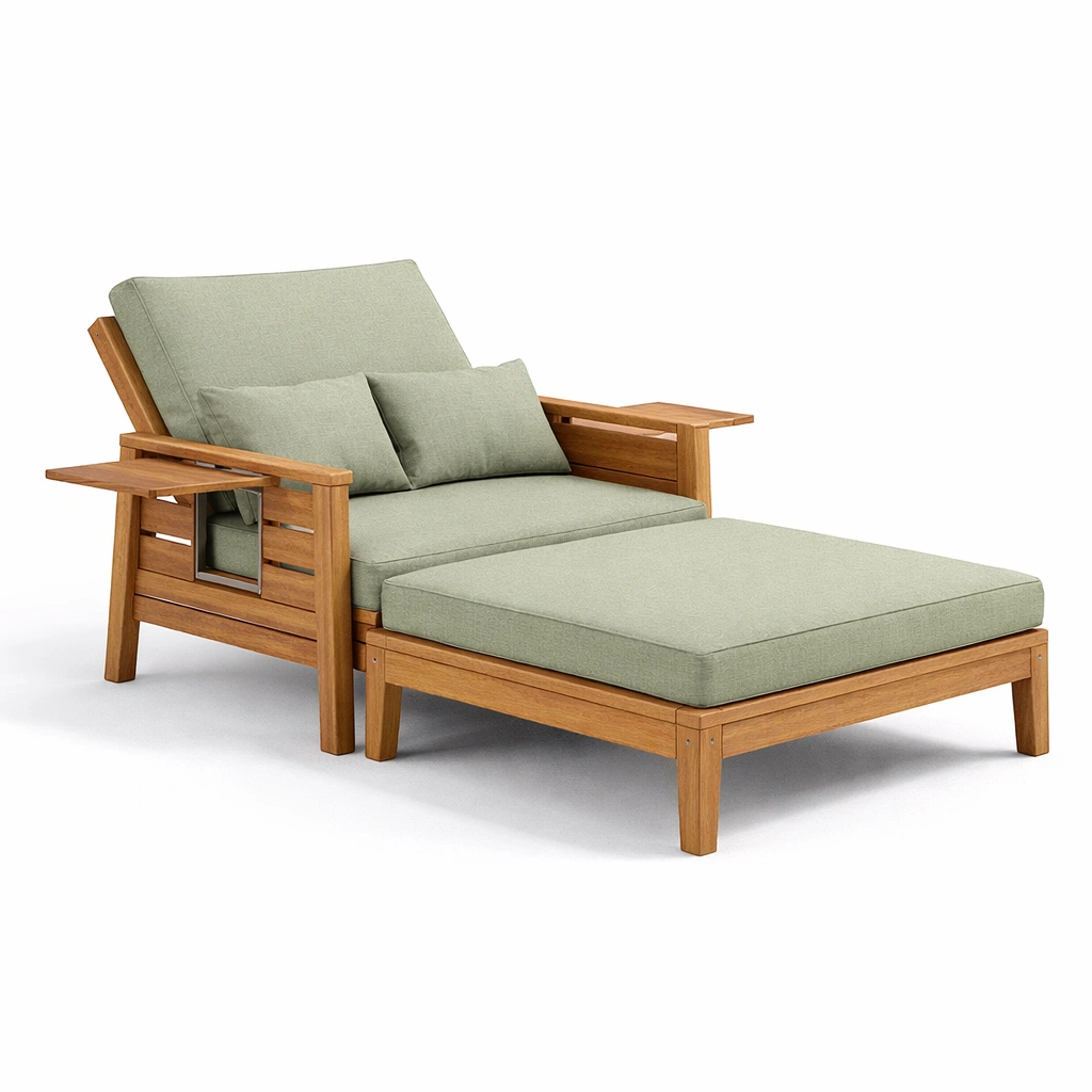 Lounge Sessel mit Hocker Holz Gruen Modern-avliron