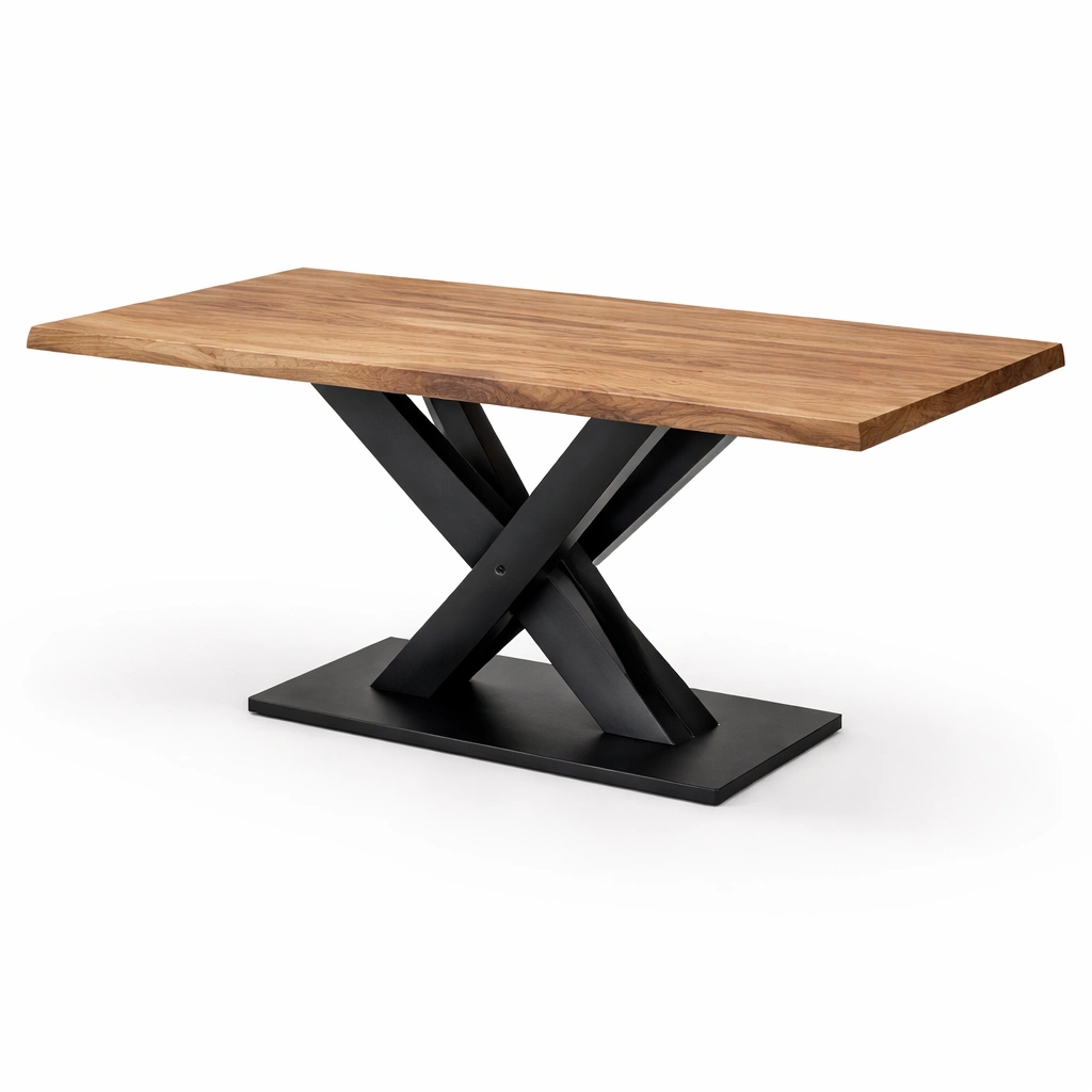 Esstisch Holz Natur mit Metallgestell X Design-avliron