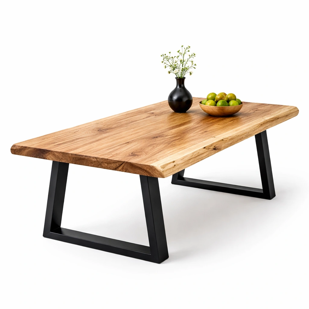 Couchtisch Holz Natur mit Metallgestell Modern-avliron