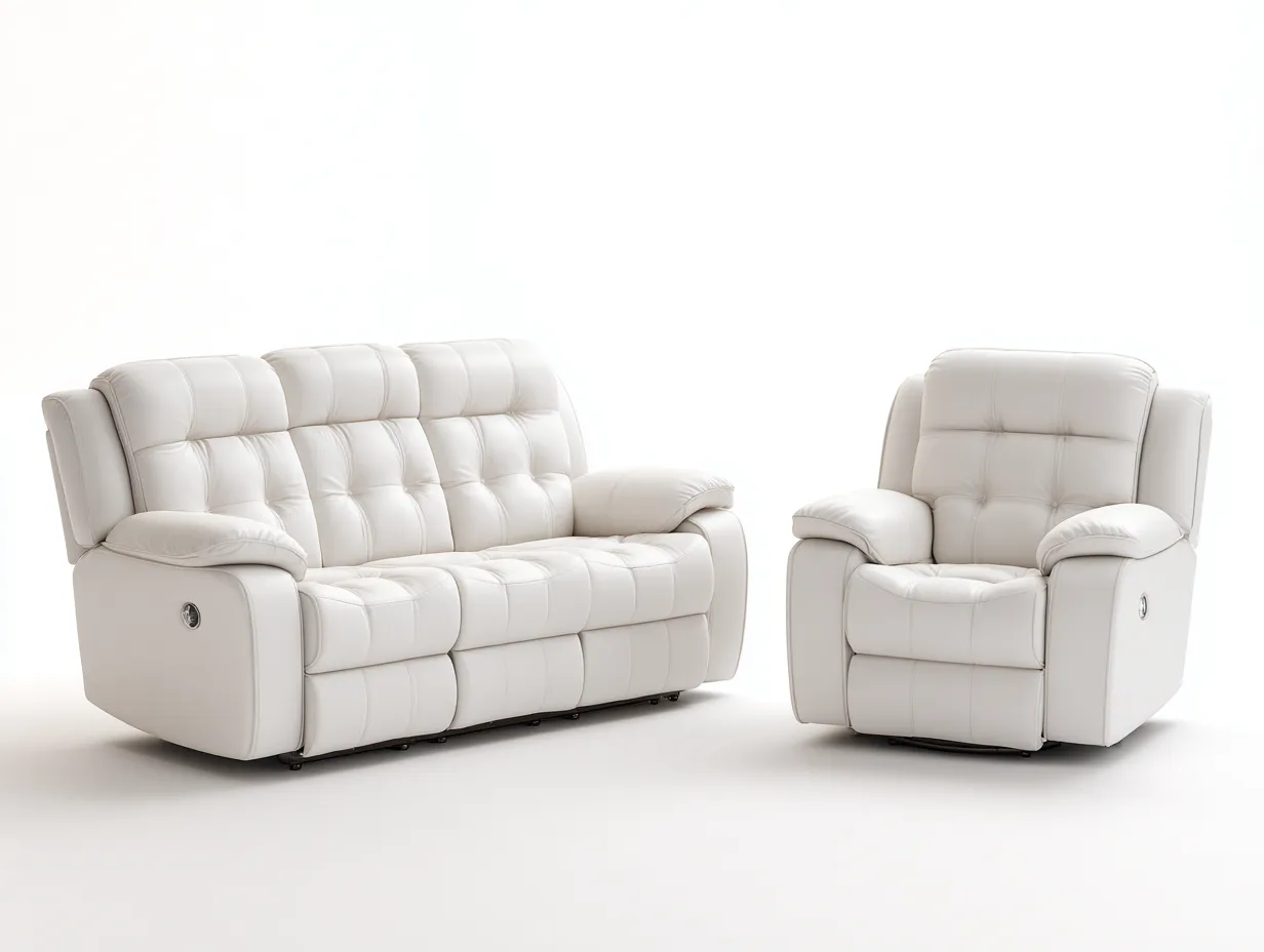 Relaxsofa Sets - Leder-Metall - 178 x 95 x 102 cm - Weiß - Funktionales Design-Micorlystudio