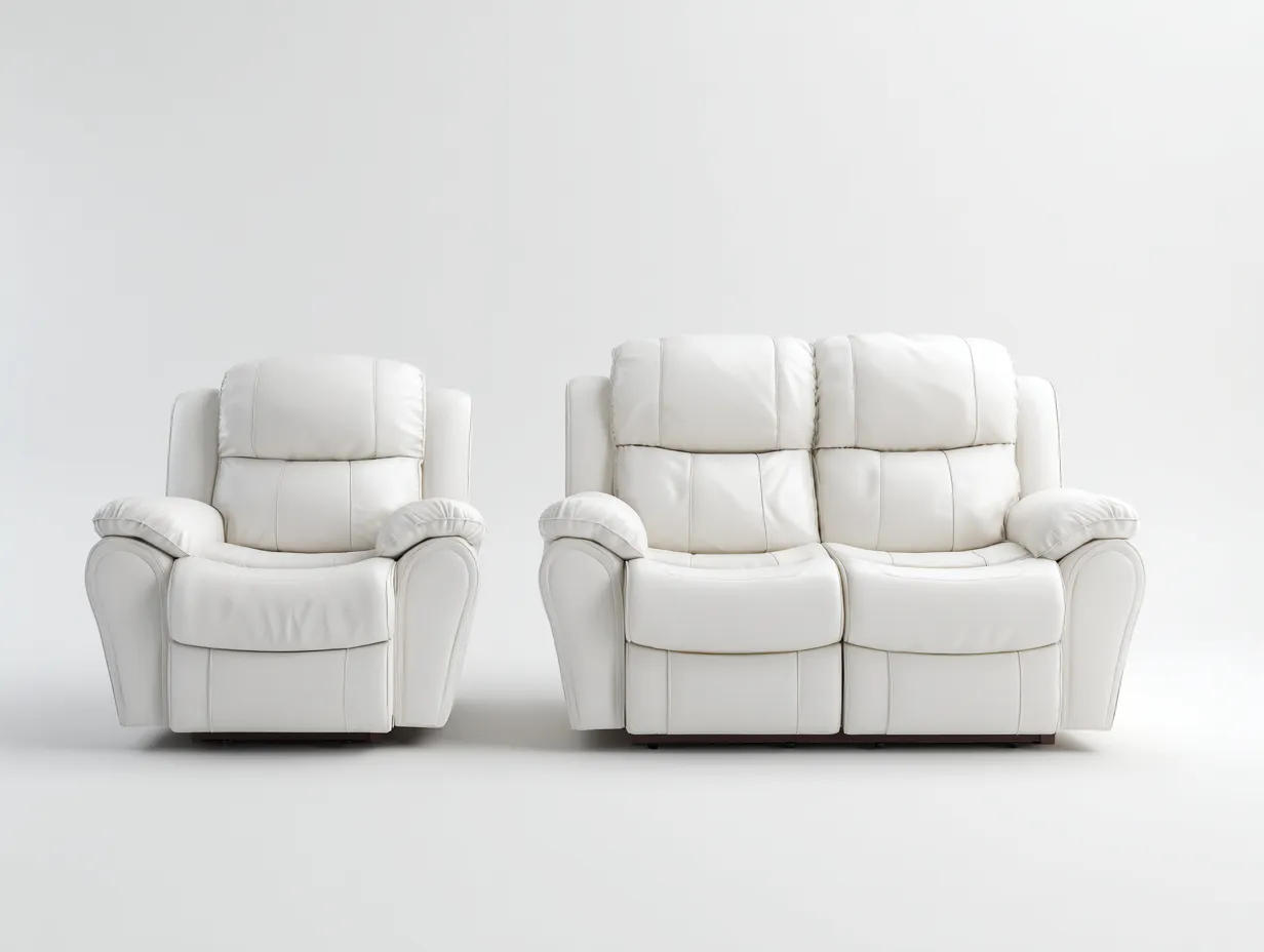 Relaxsofa Sets - Leder-Holz-Metall - 166 x 92 x 100 cm - Weiß - Funktionales Design-Micorlystudio