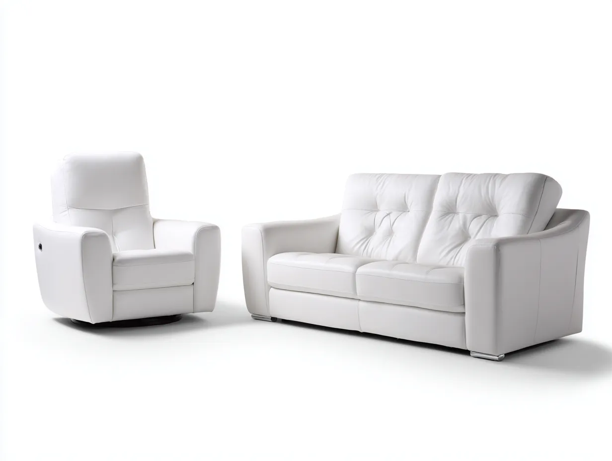 Relaxsofa Sets - Leder-Metall - 171 x 91 x 99 cm - Weiß - Funktionales Design-Micorlystudio