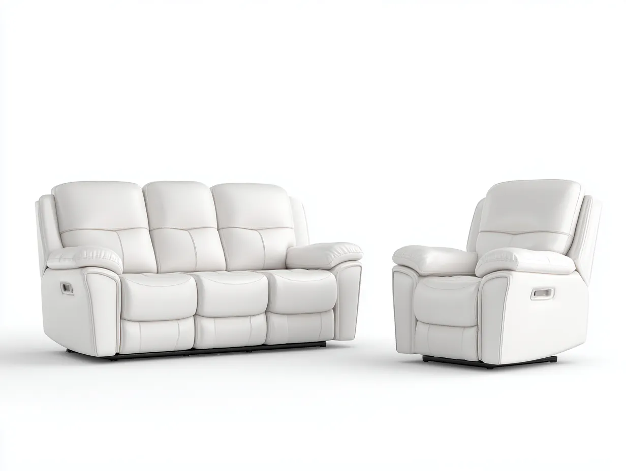 Relaxsofa Sets - Leder-Metall - 188 x 93 x 101 cm - Weiß - Funktionales Design-Micorlystudio