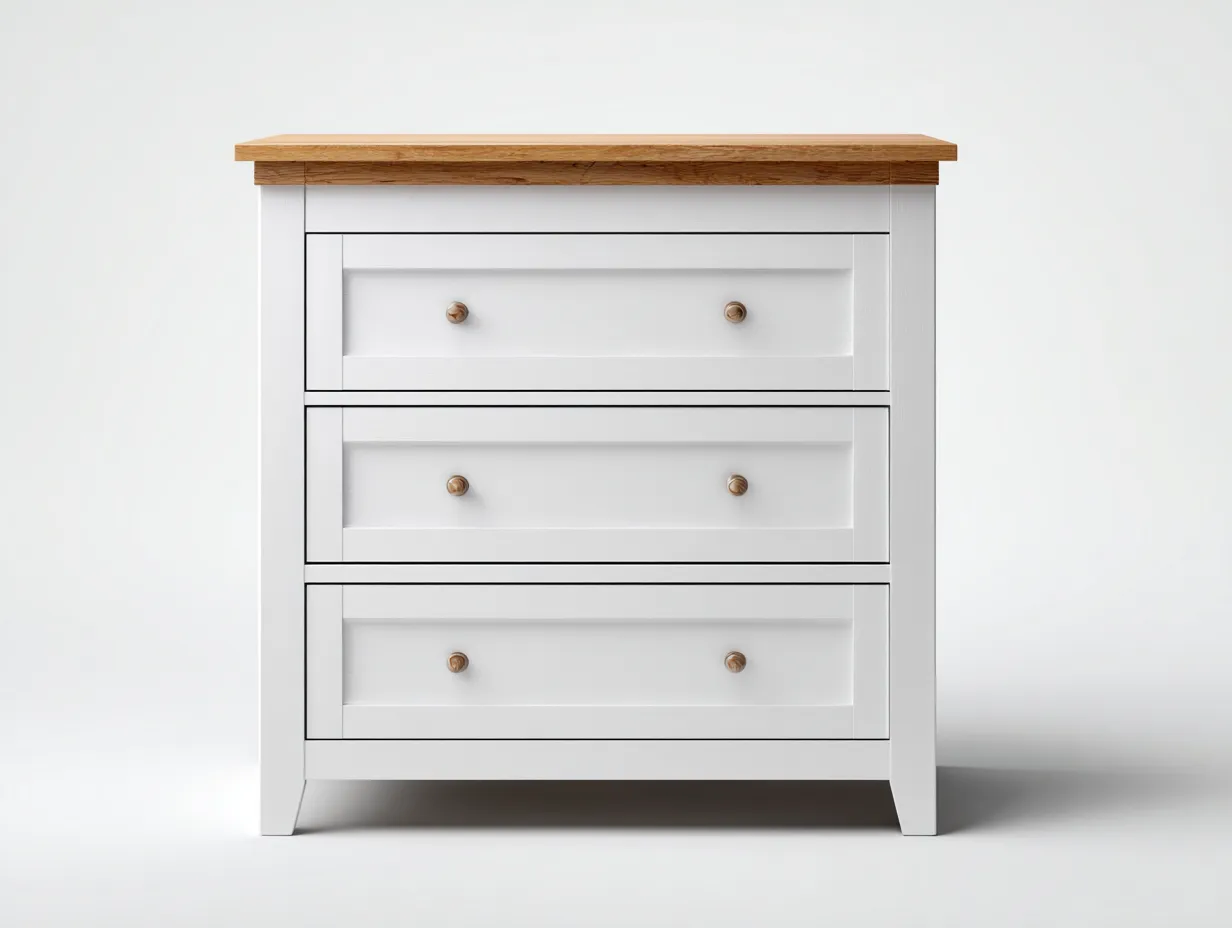 Nachttisch-Holz-48x42x60 cm-Weiß-Eichefarben-Landhausstil-Micorlystudio
