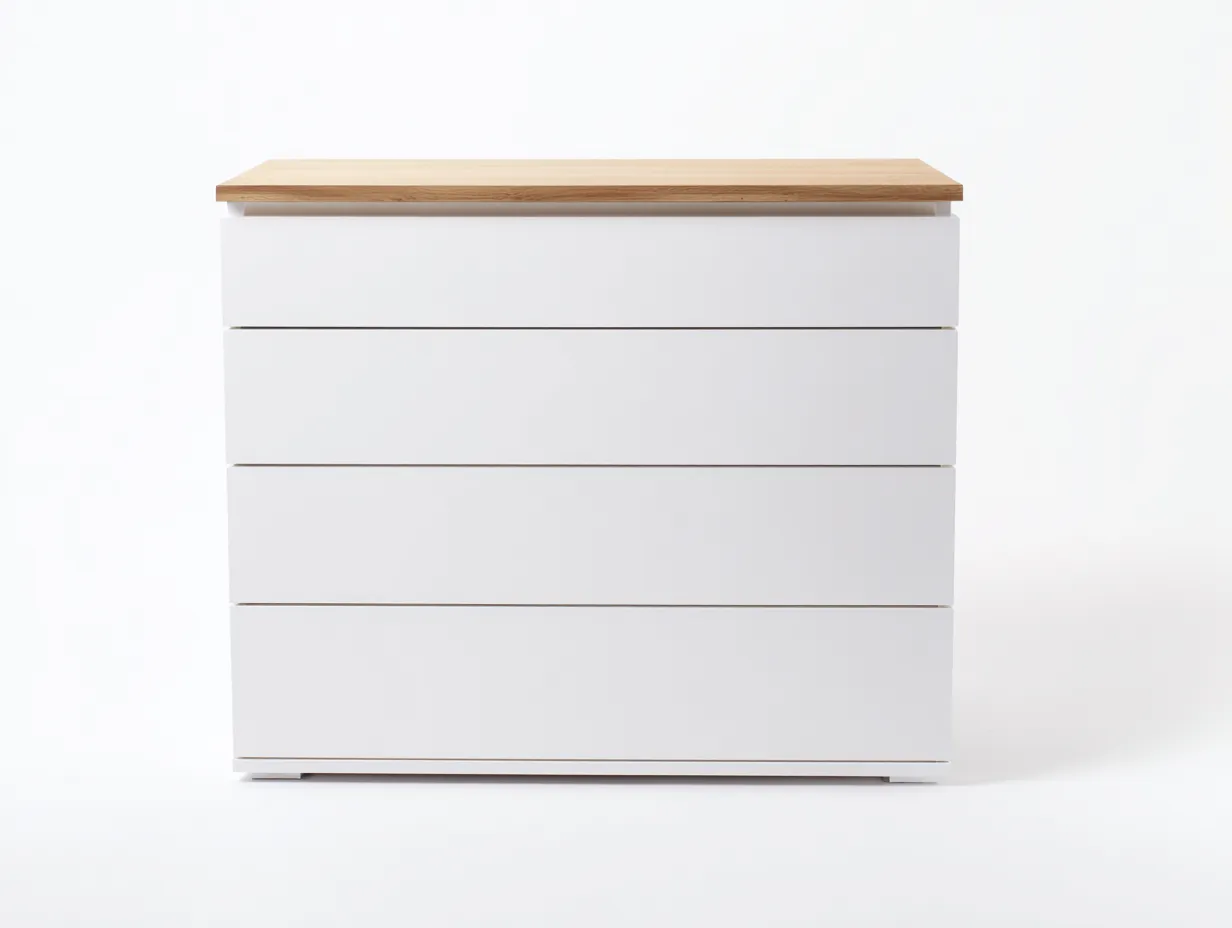 Nachttisch-Holz-50x42x58 cm-Weiß-Eichefarben-Modernes Design-Micorlystudio