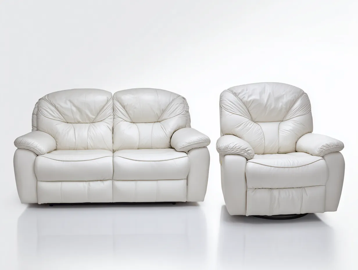 Relaxsofa Sets - Leder-Metall - 165 x 92 x 100 cm - Weiß - Funktionales Design-Micorlystudio