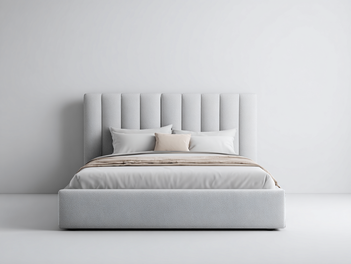 Doppelbett Stoff 200x180x110 cm hellgrau - geeignet für Schlafzimmer - modernes Design-Coluxnidecor