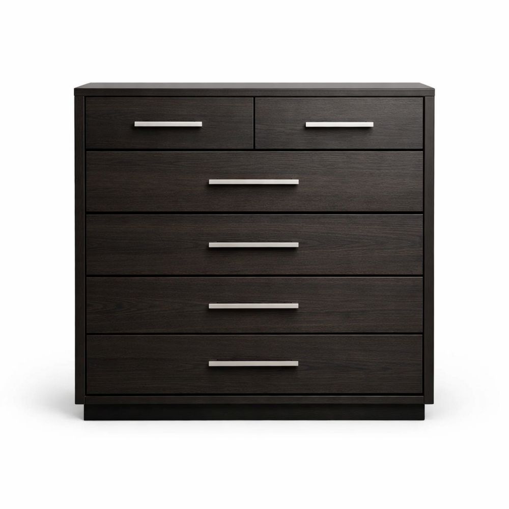 Dark brown wooden six-drawer cabinet, 80 cm × 40 cm × 100 cm