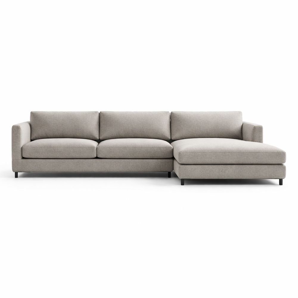 Light Gray Polyester Upholstered Sectional Sofa L-Shaped 230cm