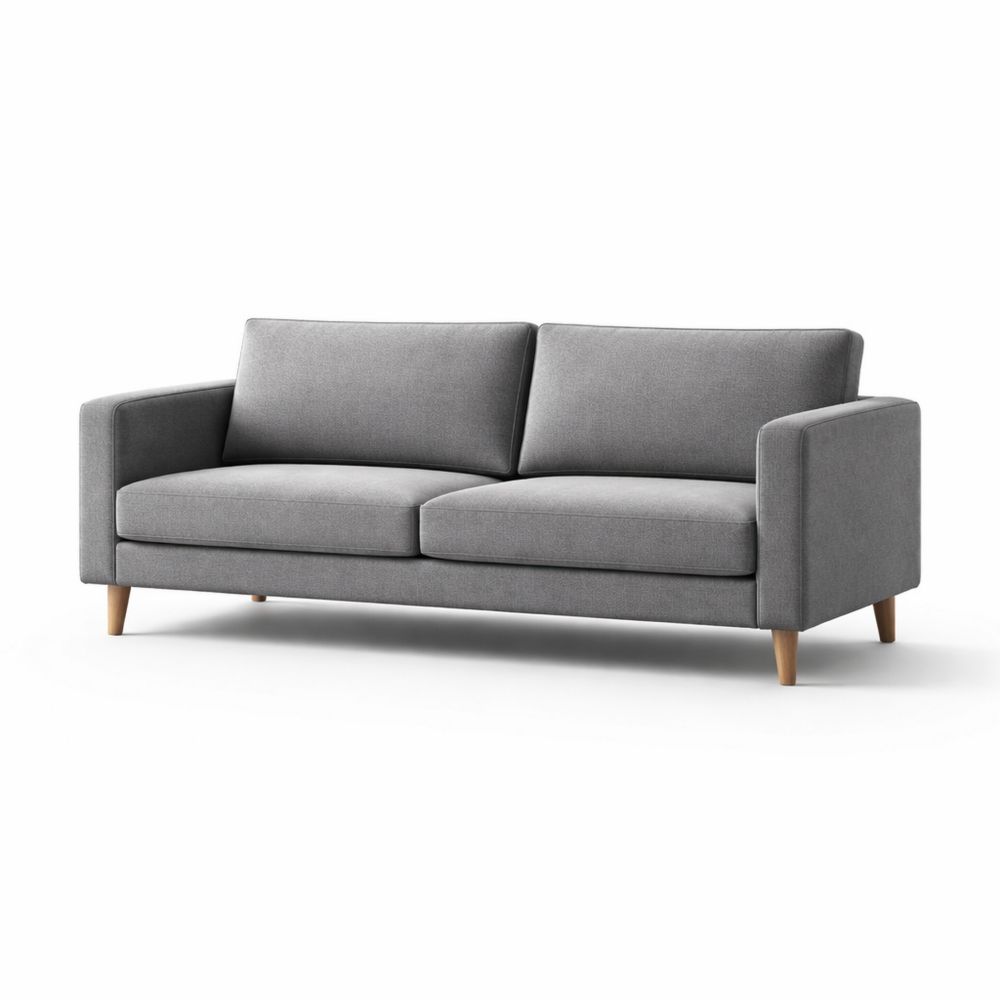 2-seater fabric sofa with solid wood legs, gray, 200 cm