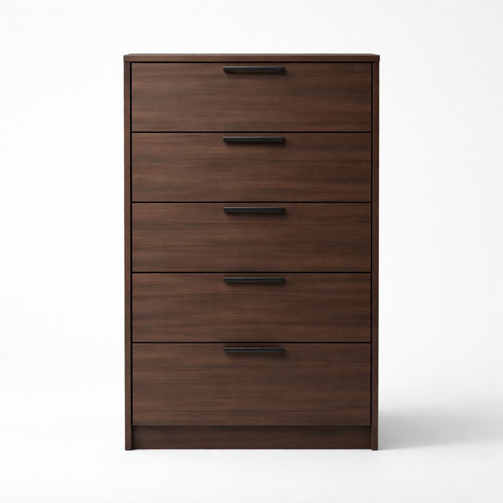 Five-drawer wooden cabinet, brown