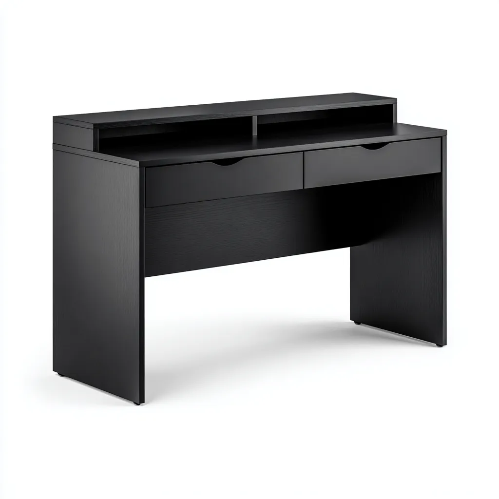 Bureau en bois 120x55x90 cm - noir - design moderne avec rangement-Rizenyhaven