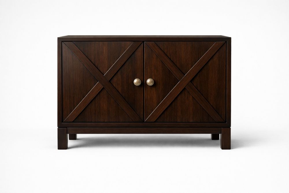 Cherry Wood Sideboard with Double Doors in Brown