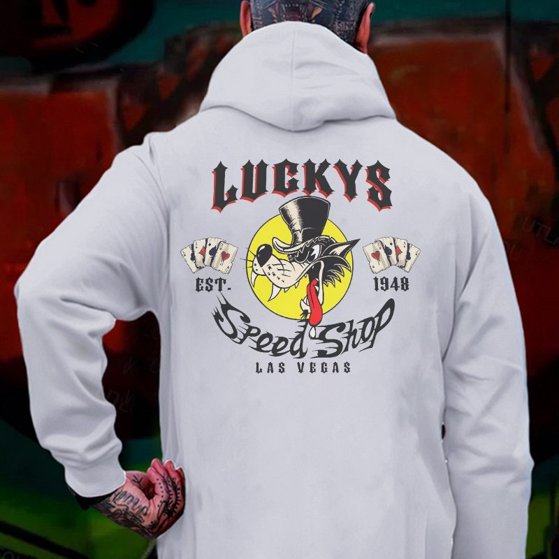 LUCKYS SPEED SHOP Big Wolf Print Men's Hoodie