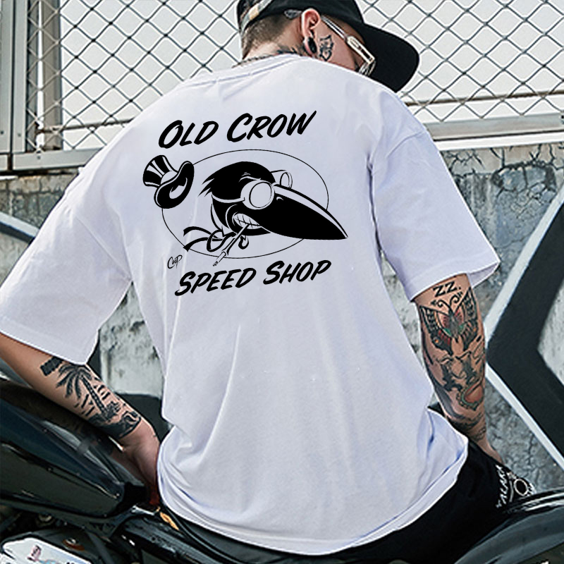 OLD CROW SPEED SHOP White Print T-Shirt