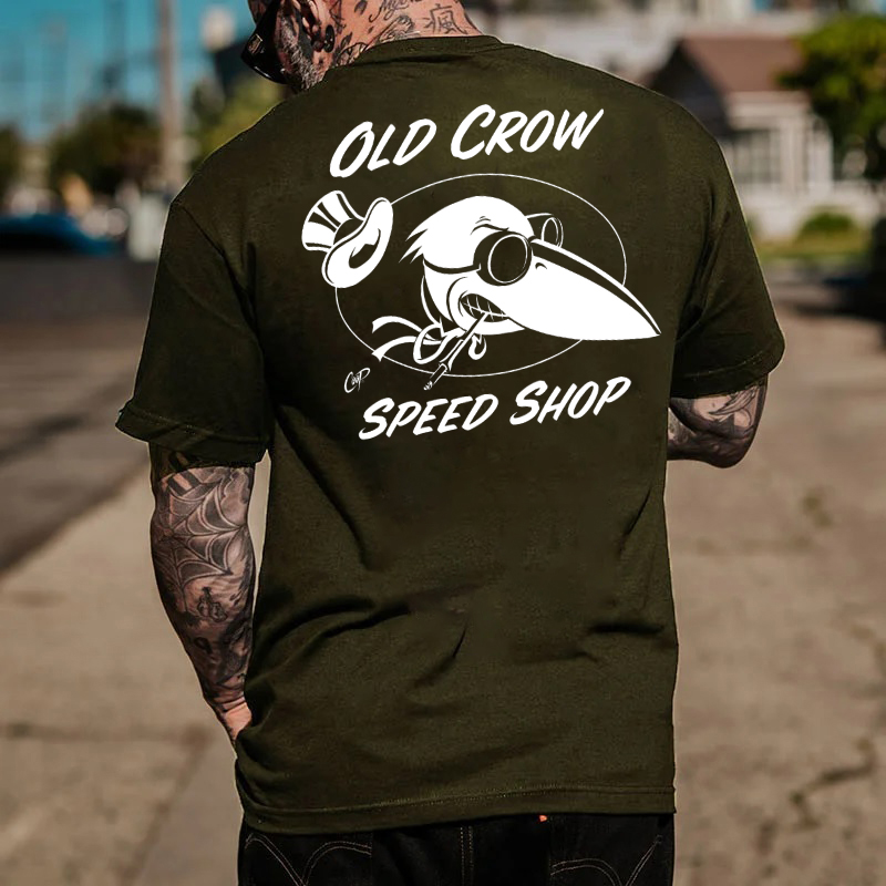 OLD CROW SPEED SHOP White Print T-Shirt