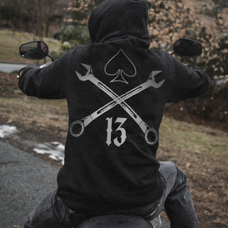Motor Handles Black Print Hoodie