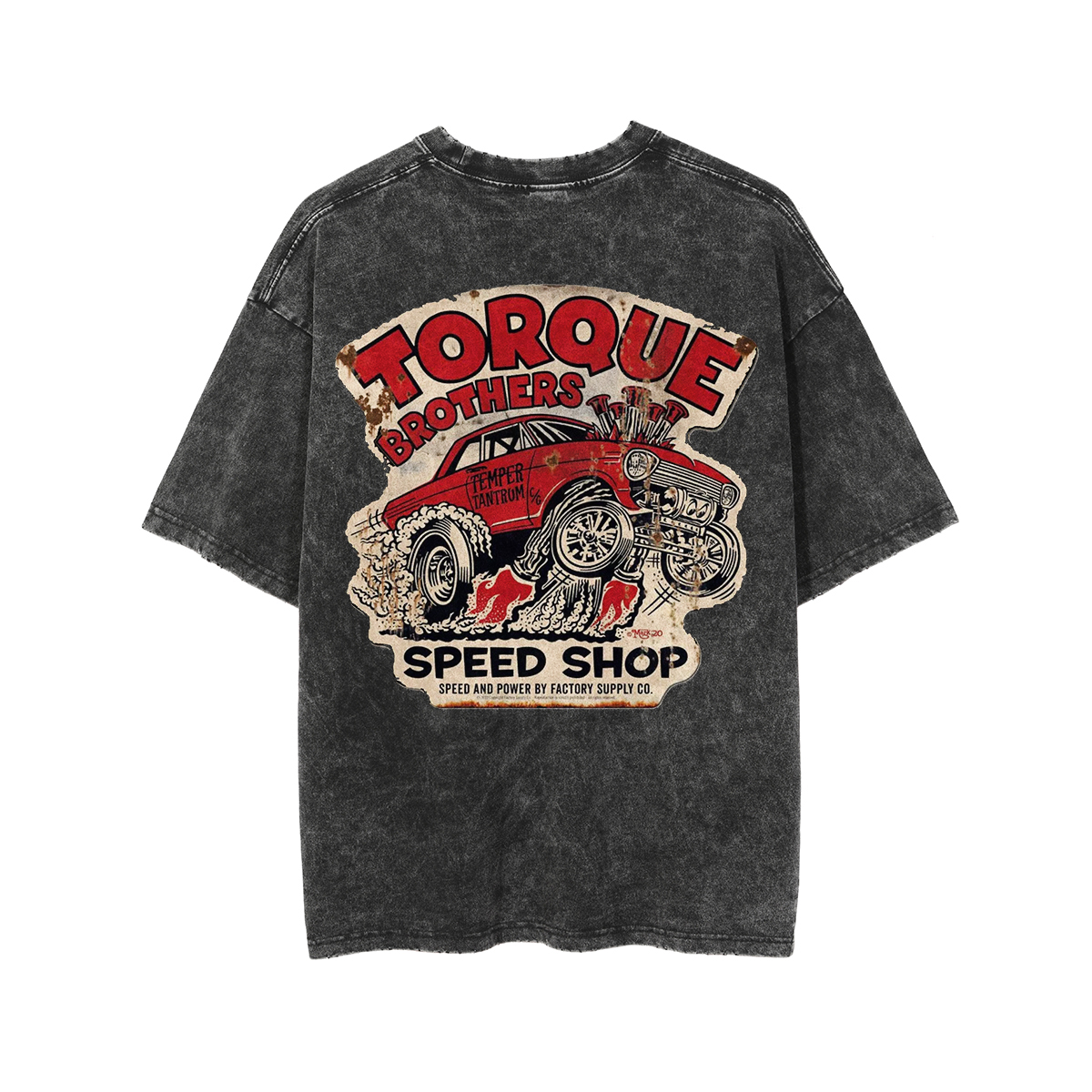 TORQUE BROTHERS SPEED SHOP Classic Car Print Men's Washed T-shirt