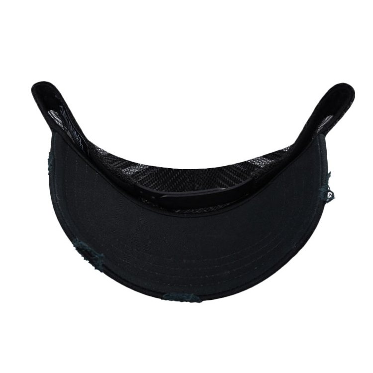 Von Dutch Square Patch Distressed Black Trucker Snapback Cap