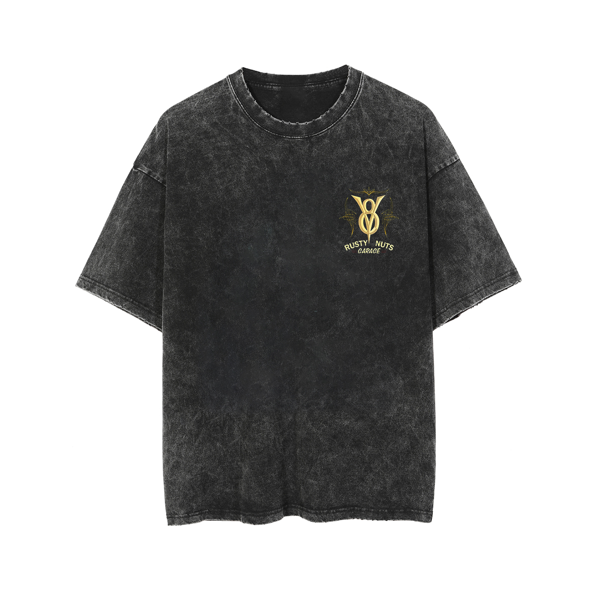 RUSTY NUTS GARAGE Metal V8 Phantom Pinstripe Print Men's Washed T-shirt