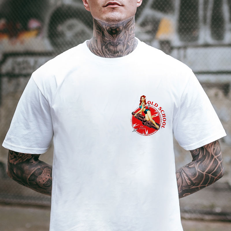OLD SCHOOL EST 1950 Sexy Lady White Print T-shirt