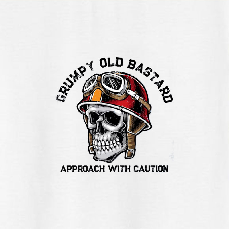 GRUMPY OLD BASTARD Skull Black Print T-Shirt