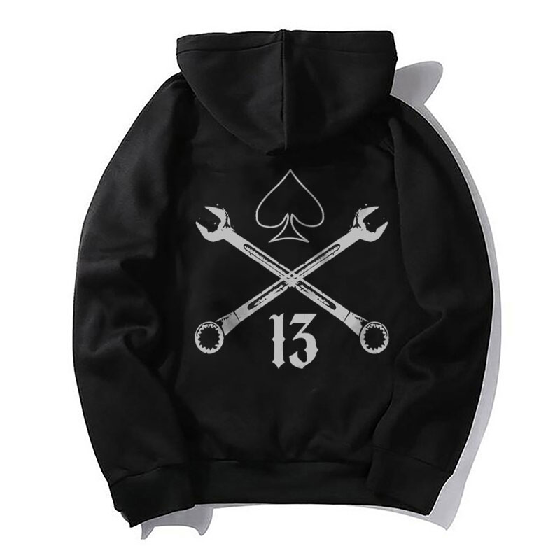 Motor Handles Black Print Hoodie