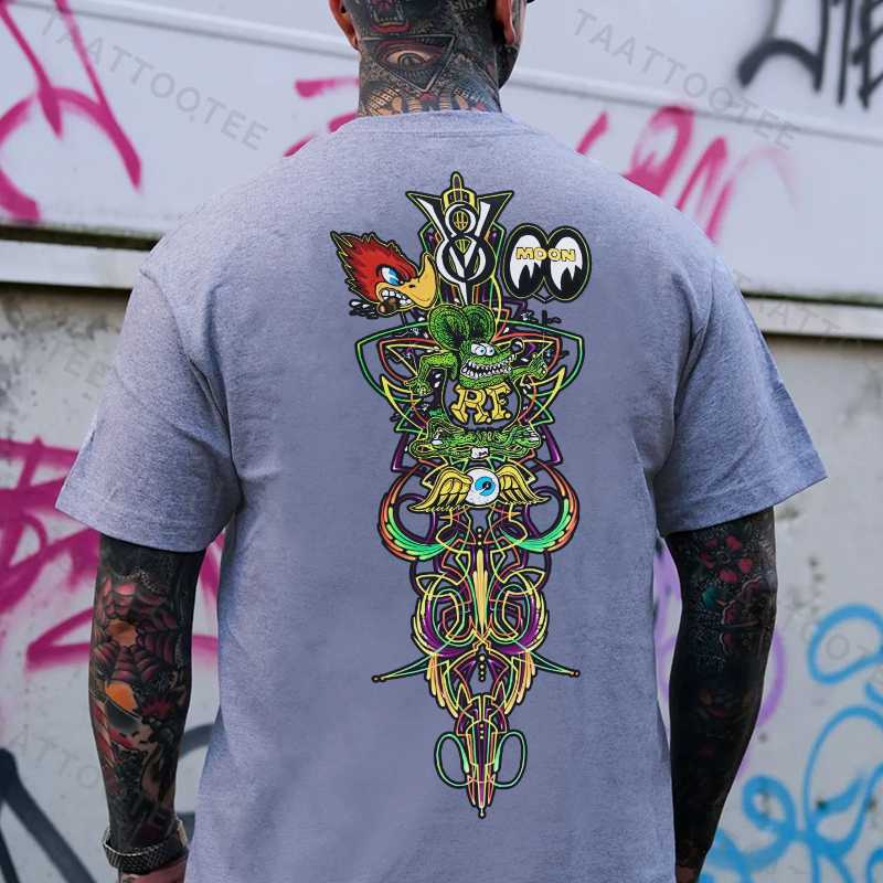 V8 Phantom Pinstripe Hot Rod Cultural Totem Print Men's T-shirt