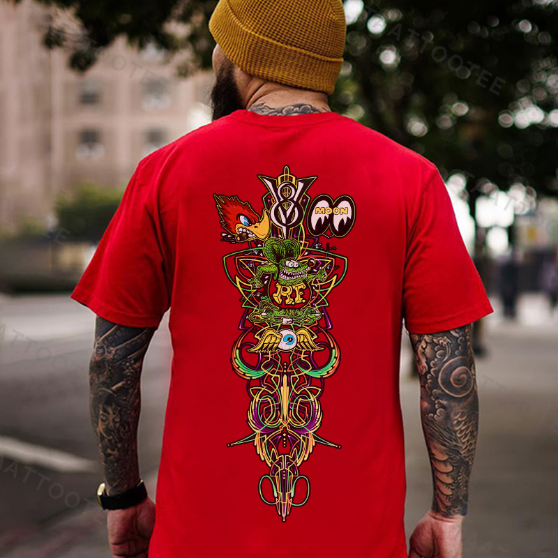 V8 Phantom Pinstripe Hot Rod Cultural Totem Print Men's T-shirt