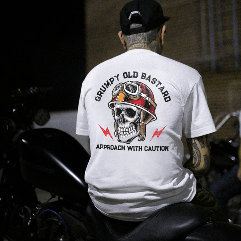 GRUMPY OLD BASTARD Skull Black Print T-Shirt