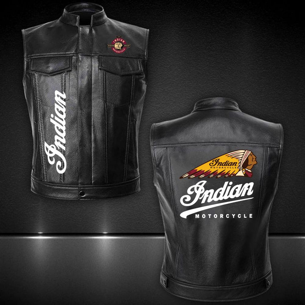 Indian Moto Leather Motorcycle Vest