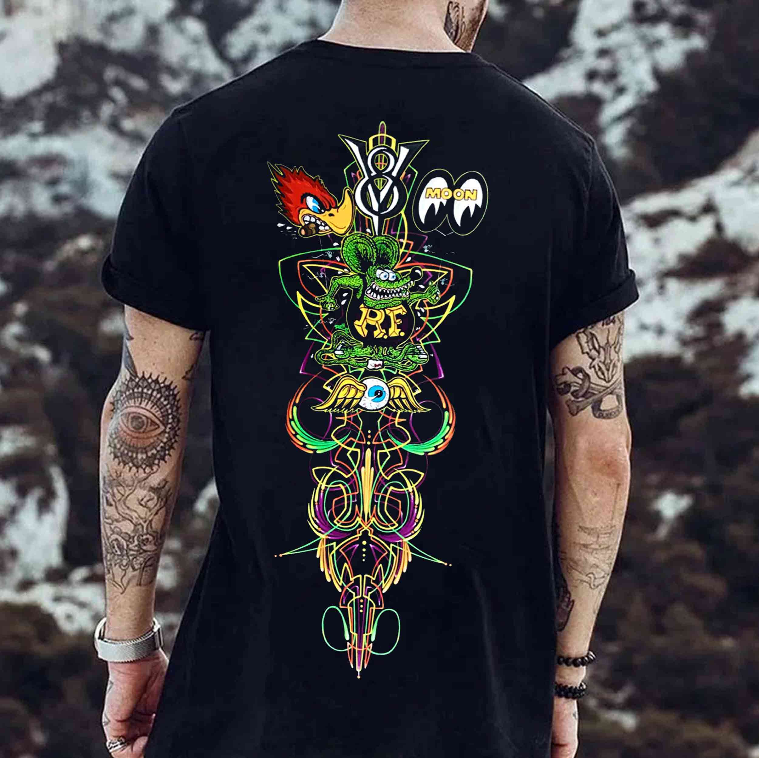 V8 Phantom Pinstripe Hot Rod Cultural Totem Print Men's T-shirt