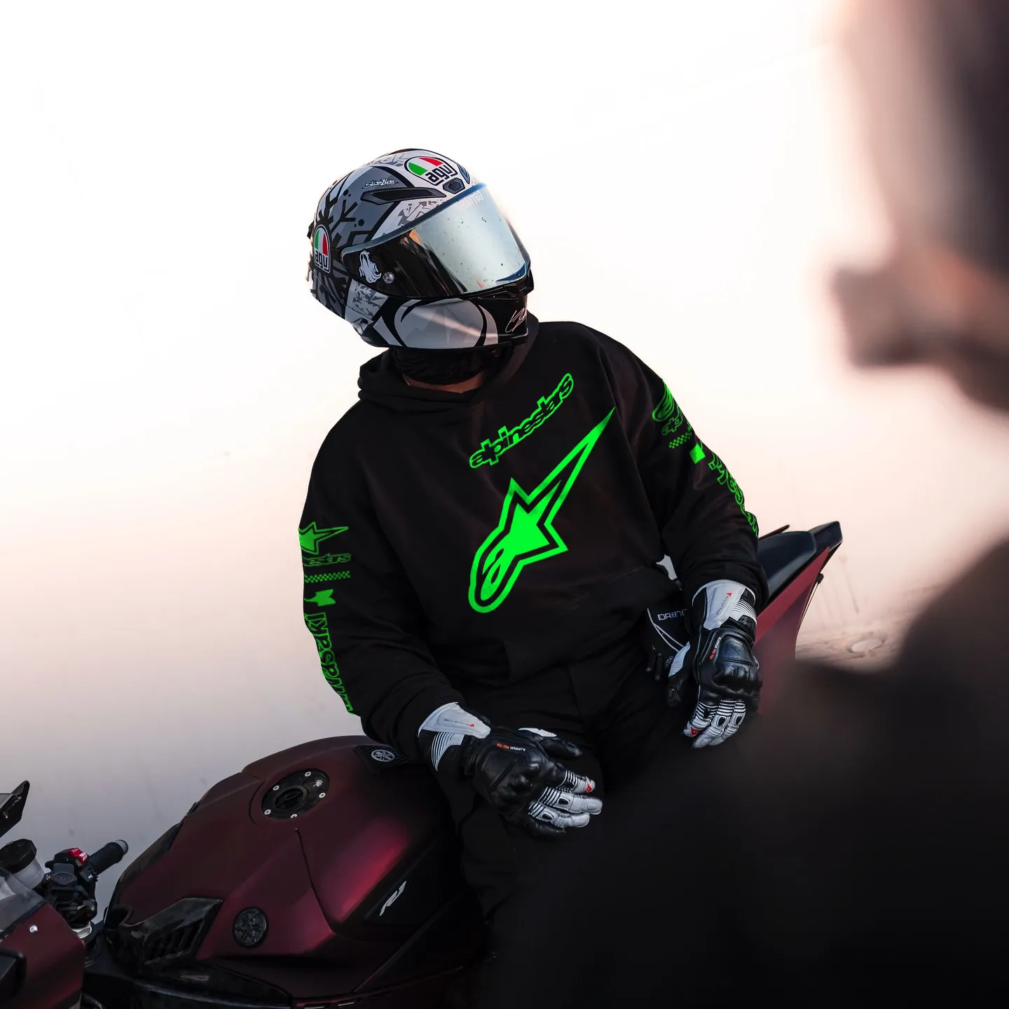 Kawasaki Alpinestars Green Racing Logo Printed Men's Hoodie